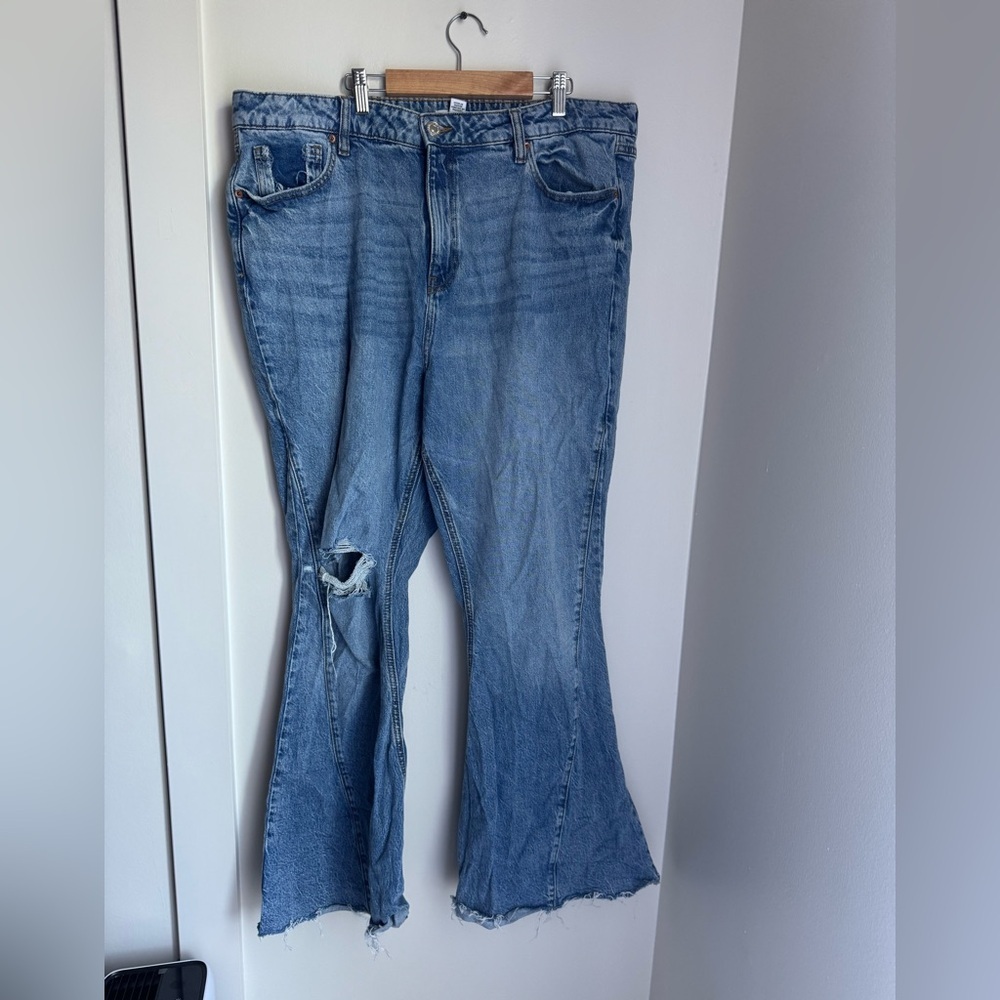 Forever 21 Distressed Light Blue Flare Jeans